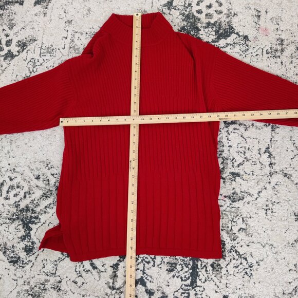 BHS Women's Sweater Size 14 - 16 Red LambsWool Ribbed Knitwear Winter Warm Comfy - Picture 5 of 7